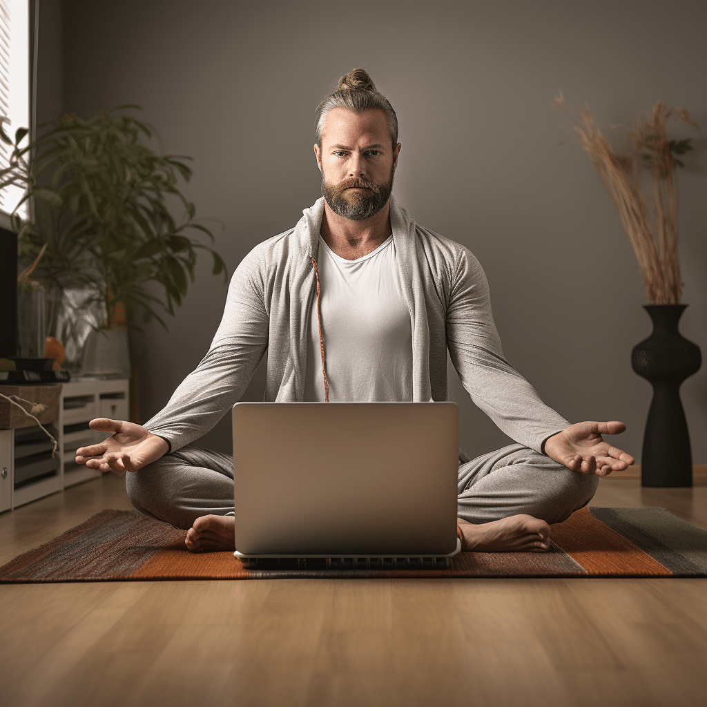 Hombre clase de yoga online